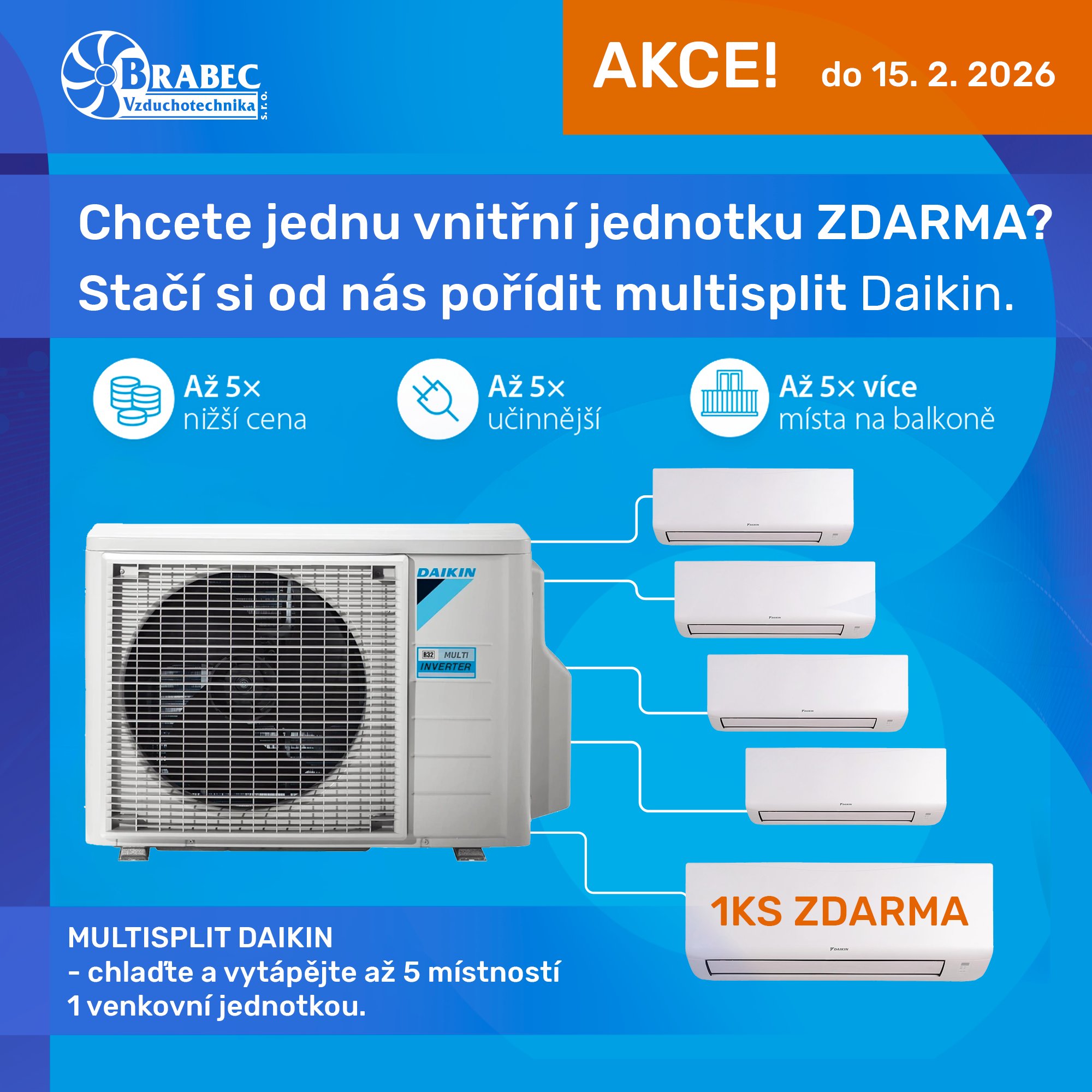 Vnitřní jednotka zdarma k multisplit klimatizaci Daikin